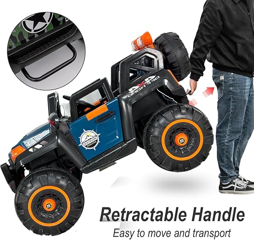 Image of Driving EV Cars for 1, 2, 3, 4, 5, 6 Years | Remote + Steering + Mobile App Control | Kids Jeeps (Jumbo Size KAB2188 [1-8 Year Kids], Focal Blue)