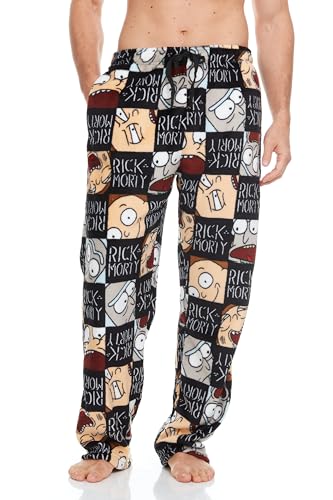Rick and Morty Men's All Over Print Pajama Pant with Adjustable Elastic Waistband, Plush Fleece Sleepwear