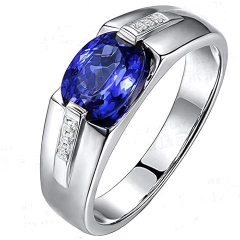 Natural Tanzanite Diamond Engagement Ring in 14K White Gold for Men Cover