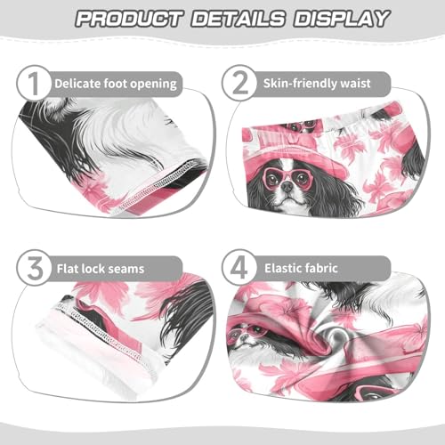 Dog in Pink Hat Girls Leggings,Workout Leggings for Girls Toddler Athletic Leggings Size for 3-10T3