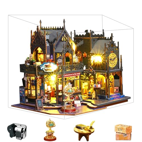 Spilay ES012 Diy Miniature Dollhouse Kit,Diy Dollhouse Kit With Wooden Furniture,Dust Proof Cover, Music Box And Led,Handmade Crafts Gifts For Birthdays cover