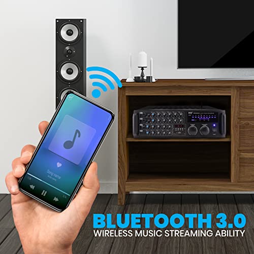 Pyle PMXAKB2000 Dual Channel Bluetooth Mixing Amplifier - 2000W Rack Mount Karaoke Sound Mixer Audio Home Stereo Receiver Box System W/ Rca thumb #2