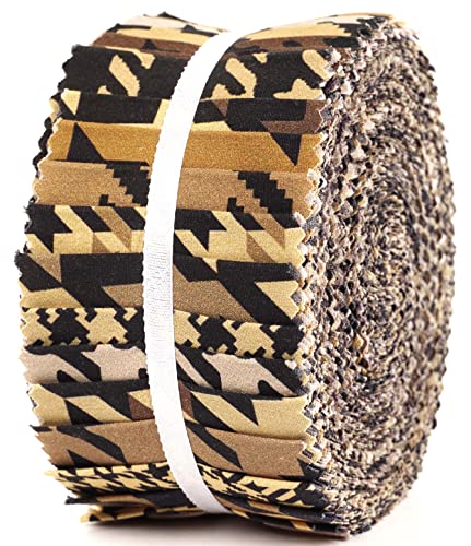 Soimoi 40Pcs Houndstooth Print Cotton Precut Fabrics for Quilting Craft Strips 2.5x42inches Jelly Roll - Brown - Image 2
