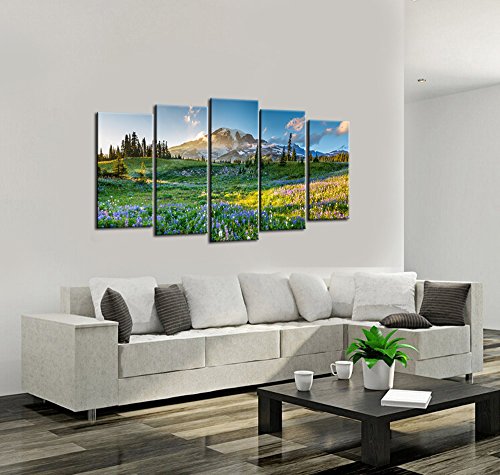 Levvarts- Large Canvas Print Wall Art Mount Rainier National Park At Sunrise Landscape Painting Giclee Print Gallery Wrap Ready To Hang Modern Living Room Decor #TOP2