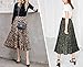 Womens Skirt Leopard Print Midi Long Shirring Skirts High Waisted A Line Skirtss Yellow S