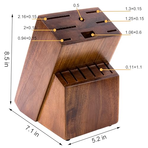 Redcall Universal Knife Block Holder,Large Wood Bamboo Knife Block Without Knives,14 Slot Universal Knife Holder Countertop,Butcher Block Knife Storage Organizer For Kitchen thumb #5