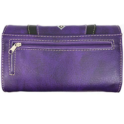 Zelris Turquoise Concho Peacock Feather Women Crossbody Wrist Trifold Wallet4