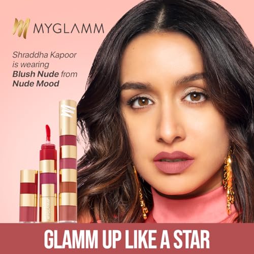MyGlamm Super 4 Liquid Lipstick Stack - Nude Mood (Rose + Mauve + Brown + Pink) | Lipstick Combo Of 4 | Non Transfer, Smudge Proof 4 in 1 Velvet Matte Lipstick (4.8ml) - Image 4