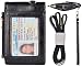 Beurlike Leather 2-Sided ID Badge Holder Wallet with 1 ID Window, 3 Card Slots with Cover, 1 Side Zipper Coin Pocket, 1 Piece 18.1" Neck Lanyard and 1 Piece 6" Hand Wristlet (Black)