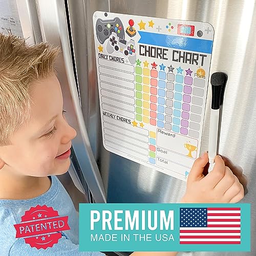 Image of Magnetic Chore Chart for Kids Dry Erase Reward Chart for Home and Classroom | Video Game Reusable Behavior Charts for Kids at Home and School, Weekly Magnet Responsibility Tracker for Teens and Adults