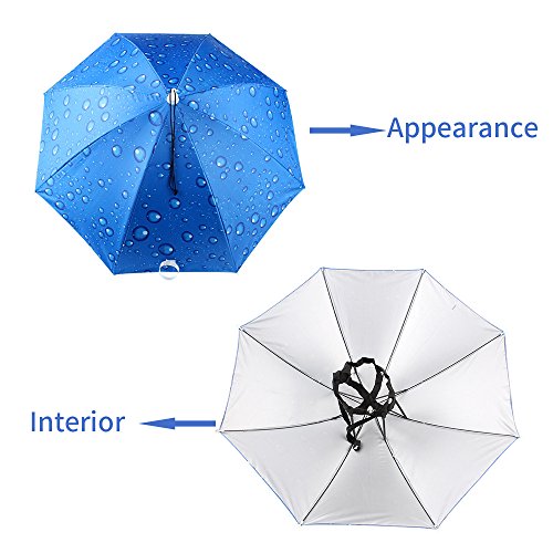 Jangannsa Fishing Umbrella Hat Folding Sun Rain Cap Adjustable Multifunction Outdoor Headwear (Blue) #TOP1
