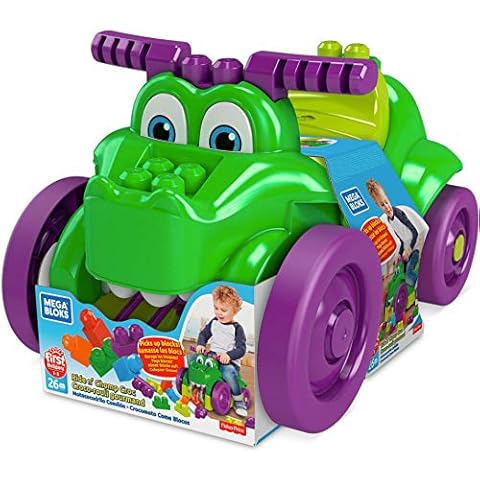 Mega Bloks Ride n' Chomp Croc, A Crocodile Ride-On, Block Scooper and Building Block Set, 25 Building Blocks, Toy Gift Set for Ages 1 to 3, GFG22 Cover
