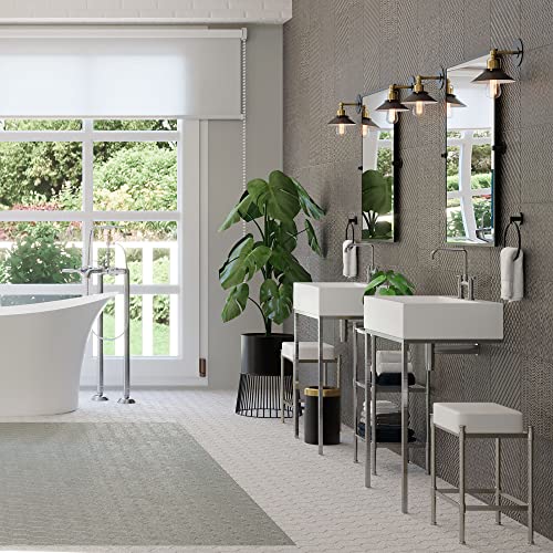 Image of Gatco Small Bathroom Trash Can with Lid, Round 3 Gallon Stainless Steel Wastebasket, Under Sink, Matte Black and Brushed Brass, for Bathroom, Bedroom, Office (1930)