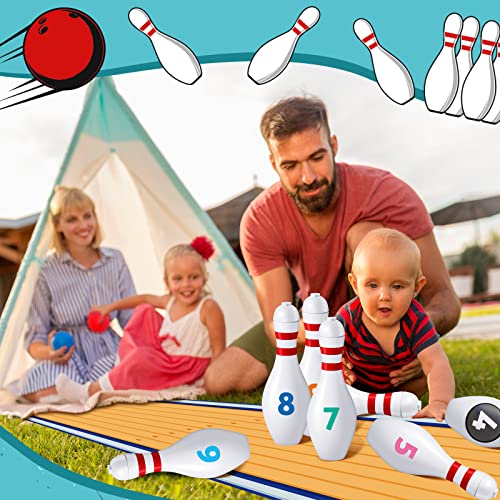 10Oz Bowling Pin Shape Cups Set With Lids And Straws Include 10 Bowling Pins Cups 2 Balls 1 Bowling Lane 1-10 Number Sticker Kids Bowling Party Supplies For Girl Boy Birthday Game Favors Decorations #TOP6