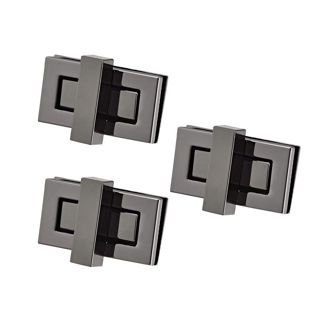 uxcell 3 Sets Rectangular Purses Twist Lock 44mm X 22mm Clutches Closures for DIY Bag Making - Black