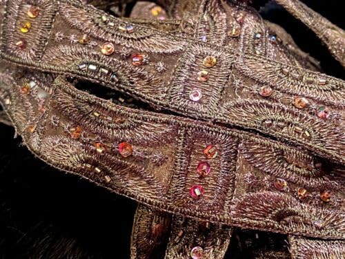 Lilac Brown Embroidered Trim Hand Sewn 1