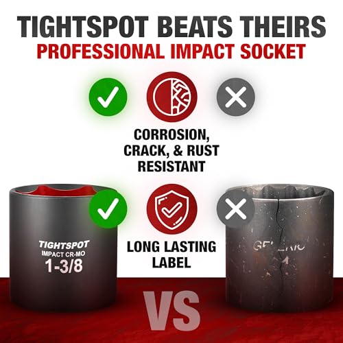 Image of TIGHTSPOT 1 /2 Inch Drive - 1 3 /8 Inch Shallow Impact Socket with Anti-Rounding 6 Point Design, Heat-Treated CRMO Steel