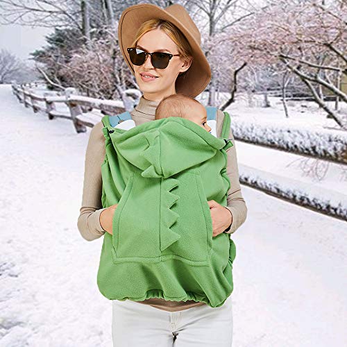 Zimo Stroller Cover and Baby Carrier Cover Hooded Stretchy Cloak for Baby Hooded Reversible Suit for All Seasons Green
