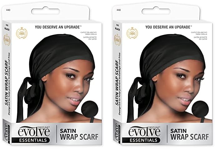 EvolveSatin Wrap Scarf, Black (Pack of 2)