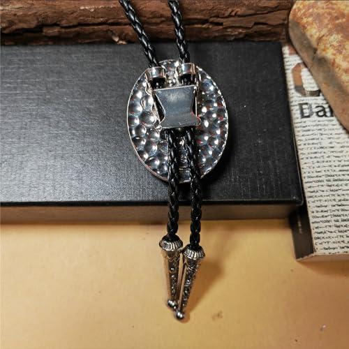Image of Turquoise Agate Granite BOLO Tie for Men Women Leather Wedding Necklace Western Cowboy Necktie