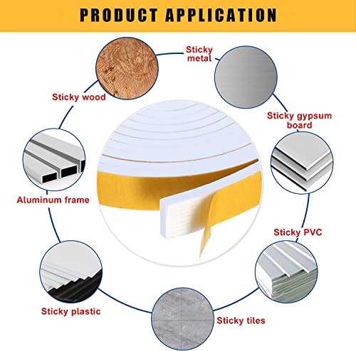 Dichtungsband Türdichtung Selbstklebend 6mm(B) x1.5mm(D)/15m(L) für Türen Fenster Schaumstoff klebeband Gummidichtung Gegen Kalte Zugluft/Anti-Kollision/Schalldichter/Wasserdichter/Staubdicht Weiß