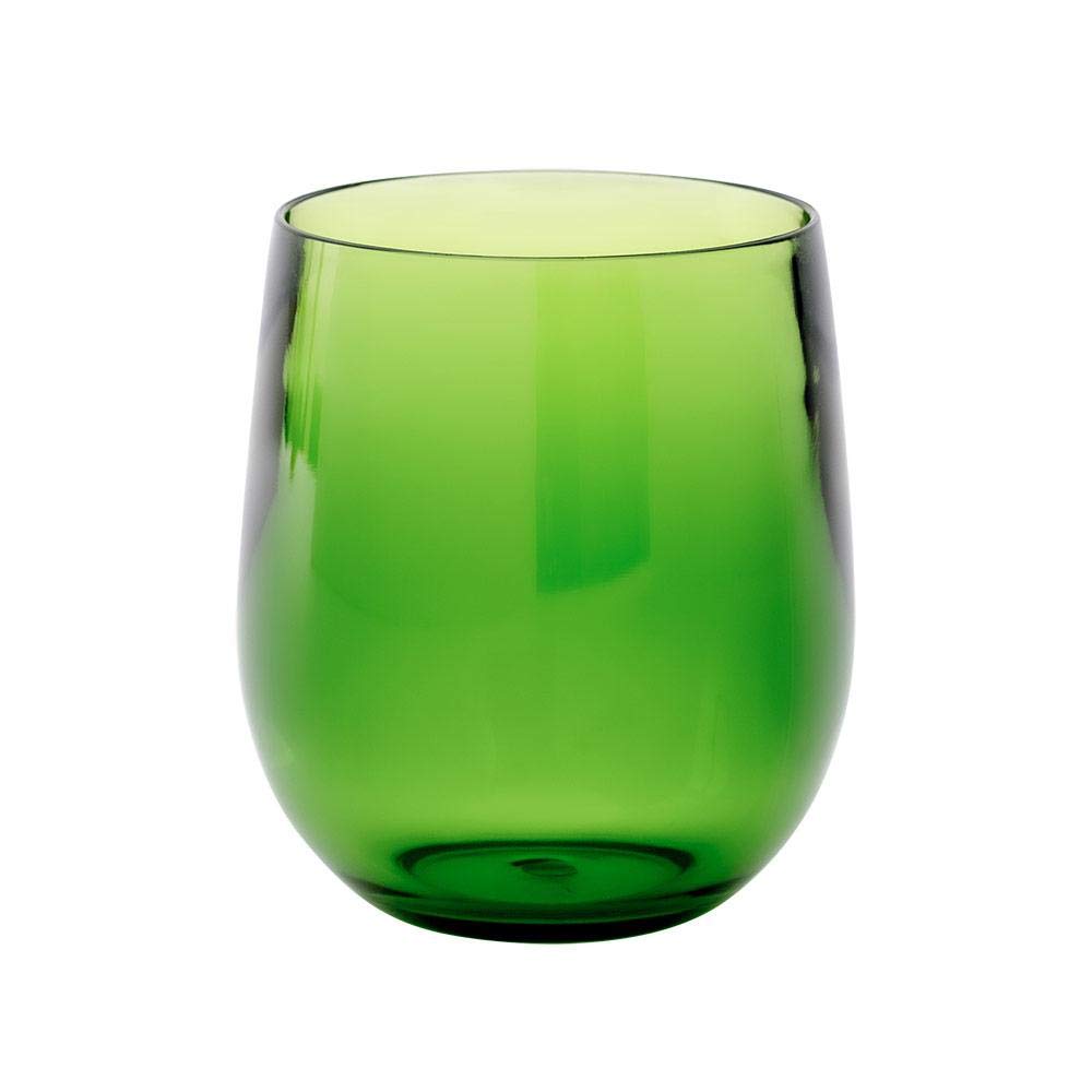 Caspari Acrylic 12oz Tumbler Glass in Emerald - Set of 2