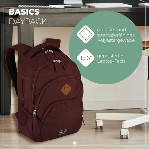Travelite Handgepäck Rucksack, Laptop Rucksack 15,6 Zoll, BASICS, Daypack, Tagesrucksack mit vielen Fächern, 45 cm, 22 Liter