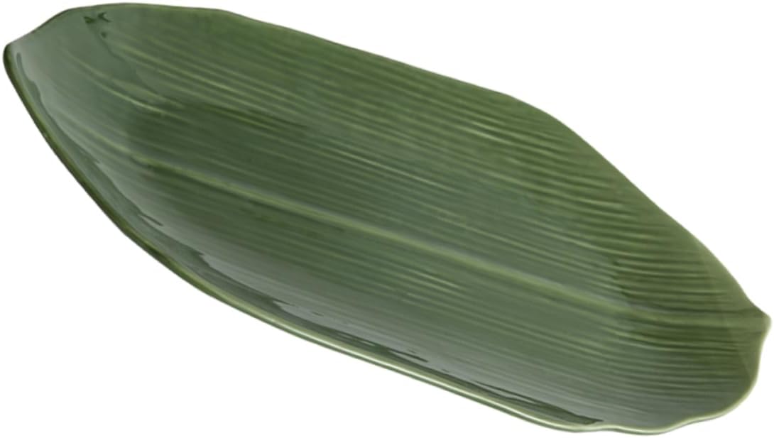 Ceramic Sushi Plate Delicate Food Serving Tray for Sushi Desserts and Snacks Reed Leaves Shaped Kitchen Plate for Family Gatherings and Parties