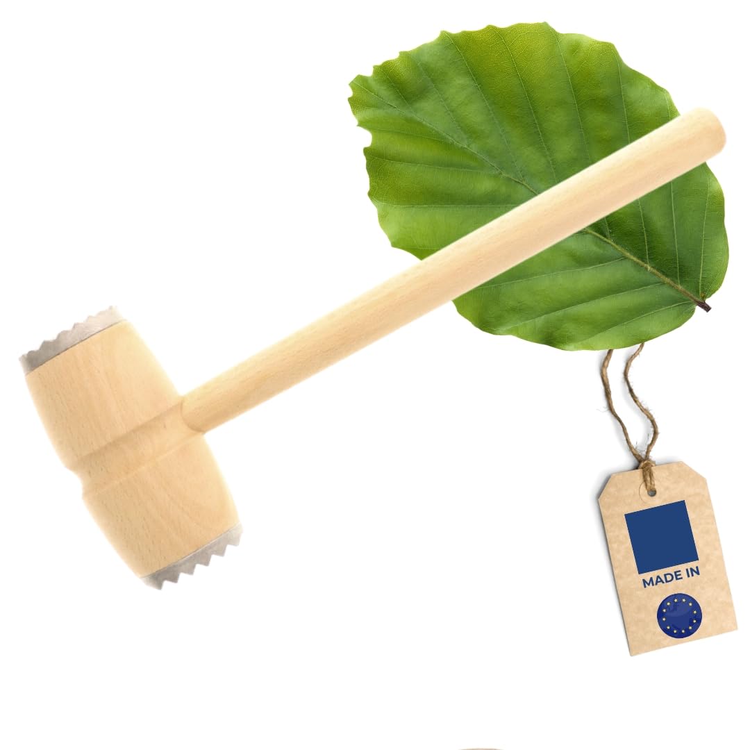 Hofmeister Holzwaren Fleischklopfer – Schnitzelklopfer aus Buchenholz, 28,5 cm