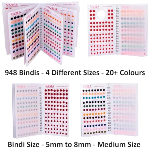 VAMA Simple Plain Round Multicolour Kumkum Sticker Bindiya Bindis Spiral Bindi Booklet for Women (Pack of 948 - Bindi Book) - Image 2