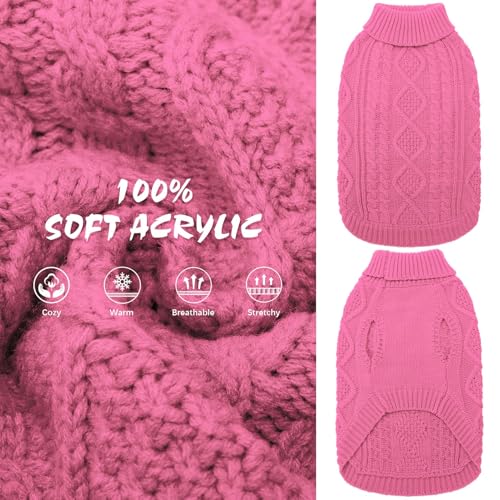 BINGPET Thermal Knitted Dog Sweater for Small Medium Large Dogs,Winter Dog Cat Coat Warm Sweartershirts Outfits,Classic Cable Knit Turtleneck Pullover Dog Jumper Coat Warm Sweartershirts - Image 3