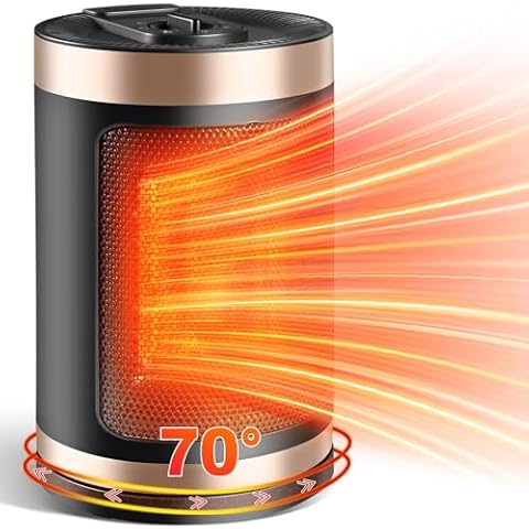 AUBNICO Electric Space Heater Portable 1500W/750W Quiet Space Heater 70° Oscillation & Upgraded 9-Blade, Small Space Heaters with Tip-Over & Over-Heat Protection for Office Room Indoor Use Cover