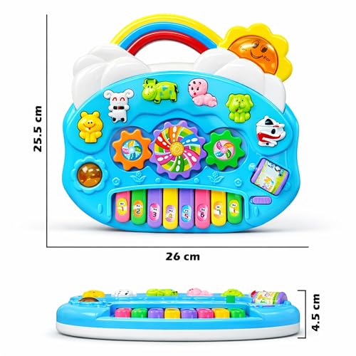 Image of VGRASSP 8 Key 3 Modes Musical Rainbow Piano Toy for Kids with Flashing Lights - Interactive Learning Keyboard with Animal Sounds and Melodies - Educational Gift - Multicolor