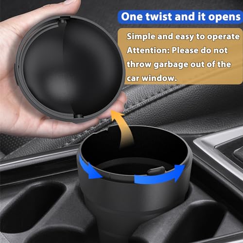 Image of vvag Car Bin with Trash Bags，Cute Car Trash Can with Lid，Flip-top Design Car Bins for Front of Car，Small Trash Can Organizers for Car, Office, Home(1 PC Car Bin with 5 Rolls Trash Bags)