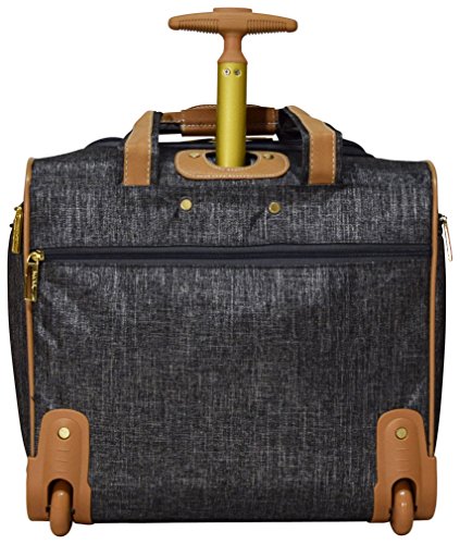 Nicole Miller Underseat Luggage Collection - Small Lightweight 15 Inch Under Seat Bag - Briefcase for Women - Carry On Suitcase with 2- Rolling Spinner Wheels (Paige Silver)