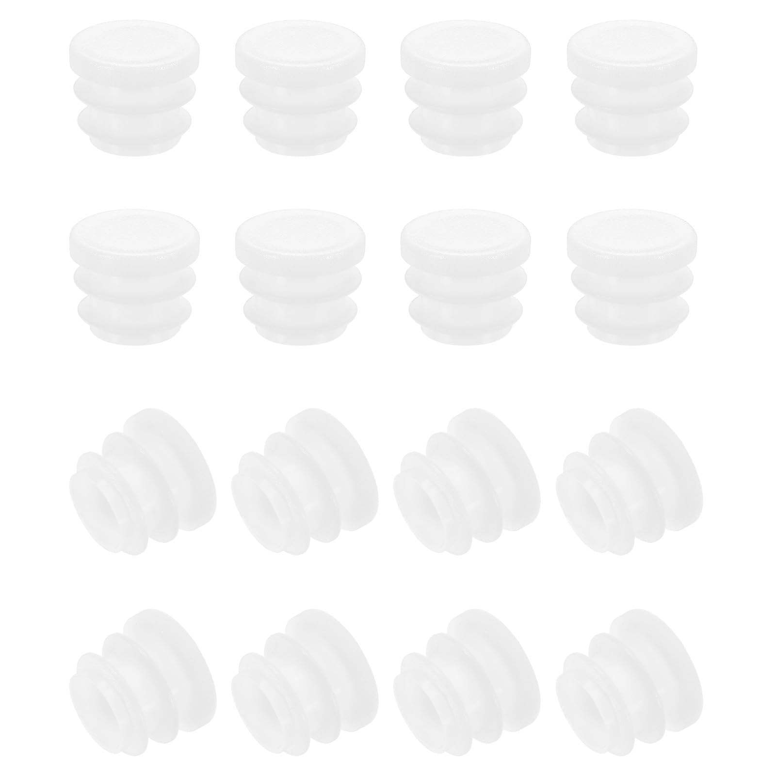 PATIKIL Tapones para Tubo Redondo, 16 Piezas 16 mm Tapones Laminares de Plástico Redondo, para Patas de Silla, Mesas, Tubos de Metal, Tapones de Herrajes, Estantes, Blanco