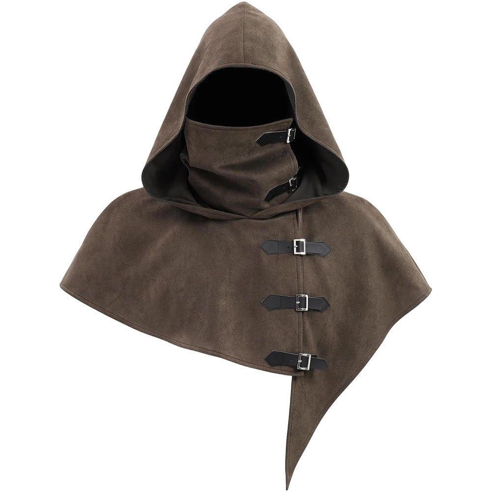Medieval Cowl Cloak Halloween Witchcraft Pagan Hooded Monk Costume Cape