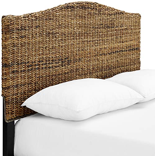 Crosley Furniture Serena Handwoven Natural Fiber Rattan Bed Headboard, Banana Leaf, Queen