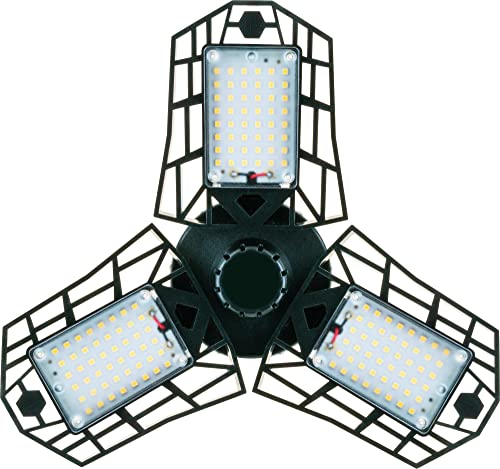 Preisvergleich Produktbild SCHWAIGER -658248- 360° LED-Garagen- / Werkstattleuchte mit 3 verstellbaren Panels / individuell einstellbar / mit E27 Sockel / mit extra Schutzglas / für die Garage oder Werkstatt
