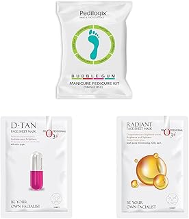 O3+ Pedilogix Bubblegum Manicure Pedicure Kit for Hand and Feet Lightening & O3+ Facialist Dtan Face Sheet Mask With Niacinamide reduced dark spots, acne scars, and discoloration while giving ultimate brightening & O3+ Facialist Radiant Face Sheet Mask for Oxygenates and tightens pores to reduce uneven skin tone (30g)-picture-15
