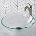 KRAUS Round Crystal Clear Glass Vessel Bathroom Sink, 16 1/2 inch GV-100
