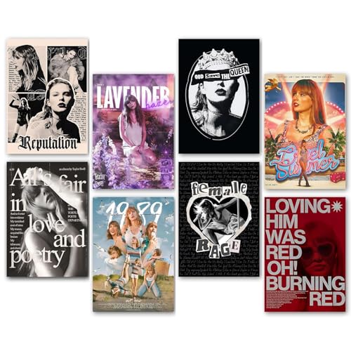 Image of Wallgasm Set of 8 Taylor Swift Posters 8x12 inch (A4 Size) 300 GSM | Swiftie Aesthetic | Pop Star Posters | Taylor Swift Wall Art
