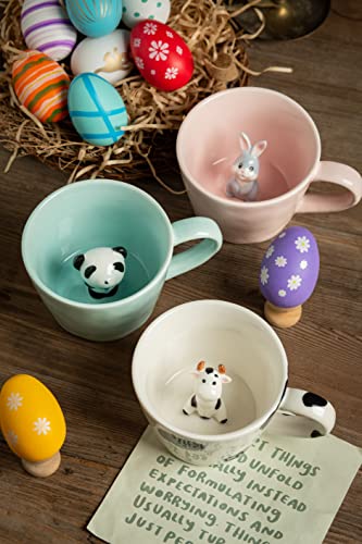 Image of DIHOclub Rabbit Ceramic Cup Hidden Animal Inside Mug (Pink)