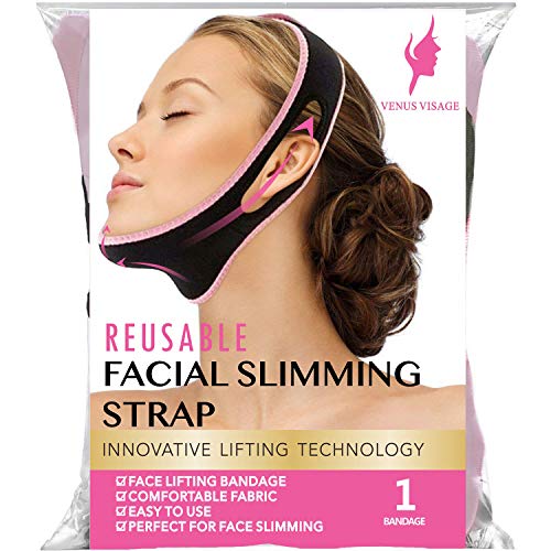 Facial Slimming Strap, Pain-Free Face Lifting Belt, Double Chin Reducer, V Line Lifting Chin Strap for Women Men Eliminates Sagging Skin Lifting Firming Anti Aging (Black)