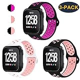 CAVN 3-Pack Compatible Fitbit Versa Bands for Men Women, Sweat Resistant Replacement Accessory Strap Bracelet Compatible Fitbit Versa Smartwtach (S/5.5