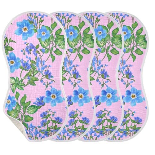 xigua Blue Flowers Baby Burp Cloths for Newborn Boys and Girls 1 Pack, Soft & Absorbent Cotton Baby Burp Cloth, Baby Washcloths, Newborn Towel, Burp Rags3