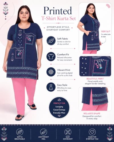 Image of In Love Women's Plus Size Printed Cotton Long-Line T-Shirt with Pocket | Cotton fabric - soft longline T-shirt with easy plus-size fit