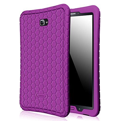Fintie Silicone Case for Samsung Galaxy Tab A 10.1 (2016 NO S Pen Version), Honey Comb Series Light Weight Shock Proof Cover Anti Slip Kids Friendly for Tab A 10.1 Inch (SM-T580/T585/T587), Purple