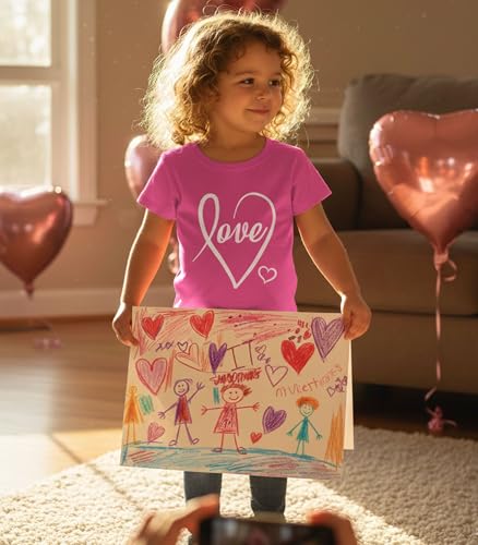 Image of Tstars Fitted Tee for Girls 4th of July Shirt | Patriotic American Cute Kids Heart Graphic Horse T-Shirt