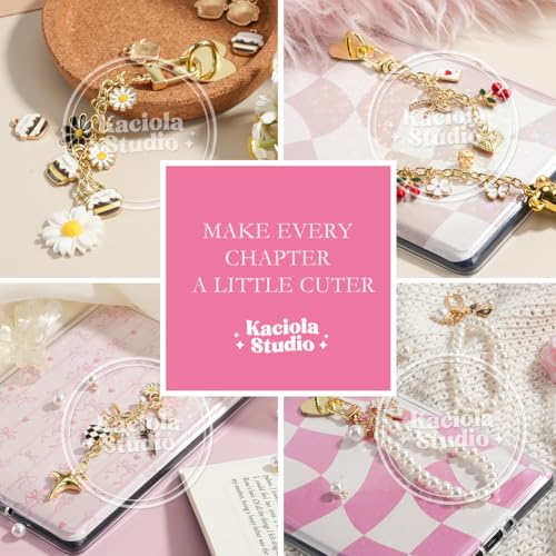 Kaciola Charm Chains for Kindle, Pearl Chain Purple Bow Pendant Cute E-reader Phone Charm Bracelets Accessories Gift for Reader Booklovers Women Men, Charms Compatible for Kindle/E-Reader/Phone (D04) - image 6
